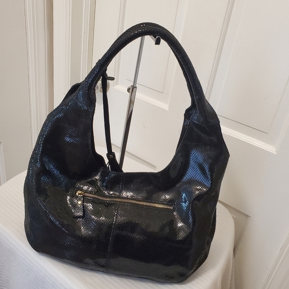 Maxine Couture Black Snakeprint Leather Hobo Shoulder Bag - Picture 4 of 11